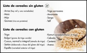 ¿Cuáles son los 4 cereales que contienen gluten?